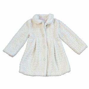 Little Lass White Soft Faux Fur Coat Jacket Size  4T NWOT